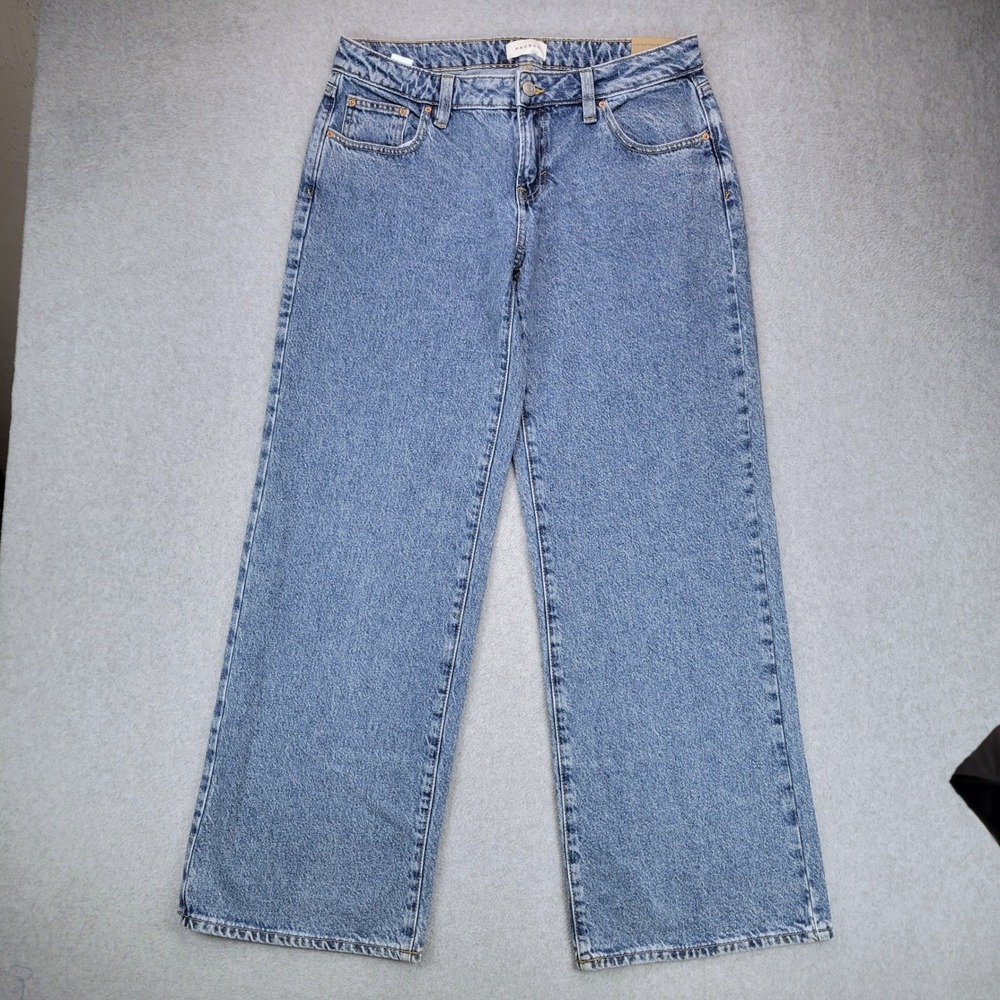 PacSun Low Rise Girlfriend Jeans Women 29 Blue Wide Leg 100% Cotton Denim